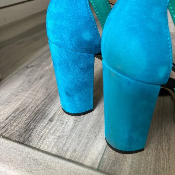 Suede BOTKIER Gianna Size 7 High Heel Shoes, Turquoise, Green, Purple