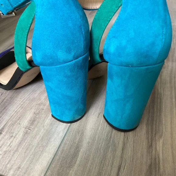Suede BOTKIER Gianna Size 7 High Heel Shoes, Turquoise, Green, Purple