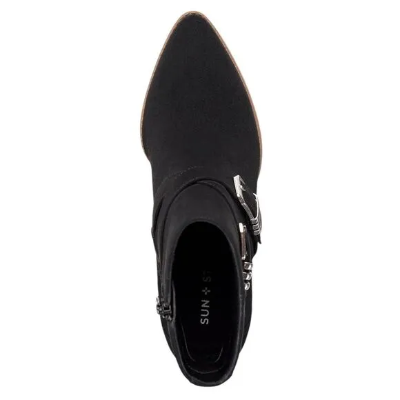 Sun   Stone Women's Elyssaa Pointed Toe Buckle Boots Black Size 5