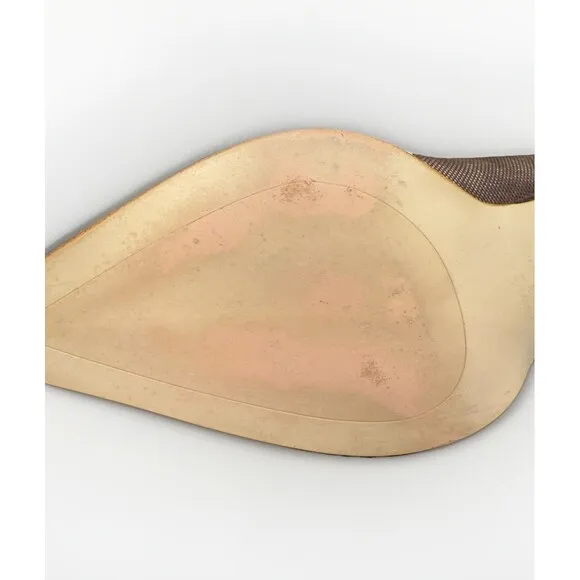 Sundance 2.5” Heels brown shiny women’s size 6 ankle strap pointed toe leather