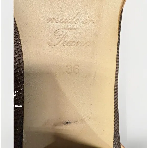Sundance 2.5” Heels brown shiny women’s size 6 ankle strap pointed toe leather