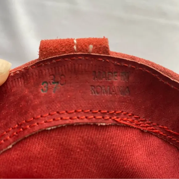 Sundance Etta Red Suede Slouchy Ankle Boots Size 37/ 6.5