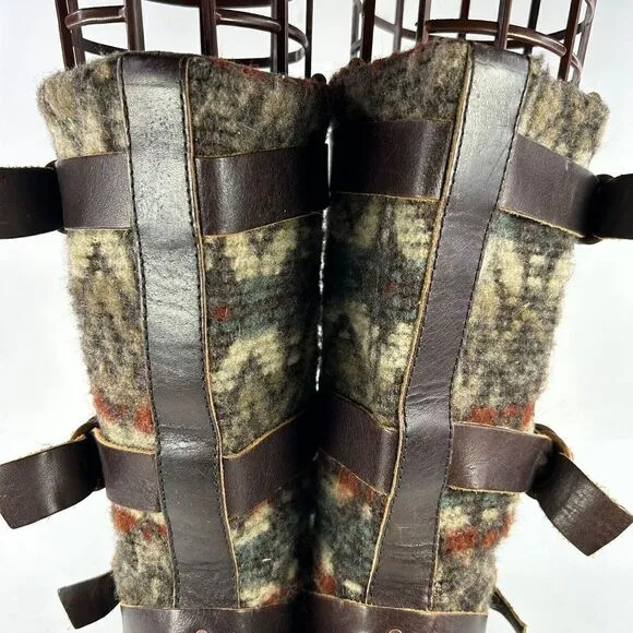 Sundance Woolrich Womens Rio Grande Boot US 10 Leather Wool Blanket Buckle Boots