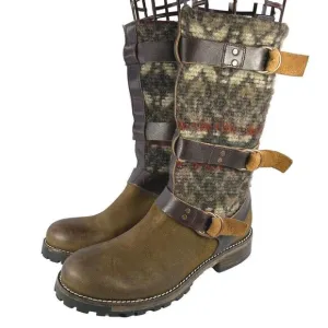 Sundance Woolrich Womens Rio Grande Boot US 10 Leather Wool Blanket Buckle Boots