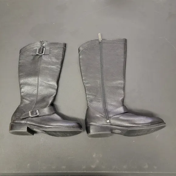 Sz 8 Harley Davidson Boots Motorcycle After-Riding Leather D83671 Zip Tall Women