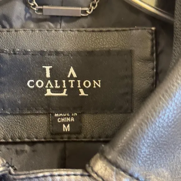 T. Coalition Women’s Faux Leather Studded Moto JacketSize: Medium