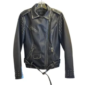 T. Coalition Women’s Faux Leather Studded Moto JacketSize: Medium
