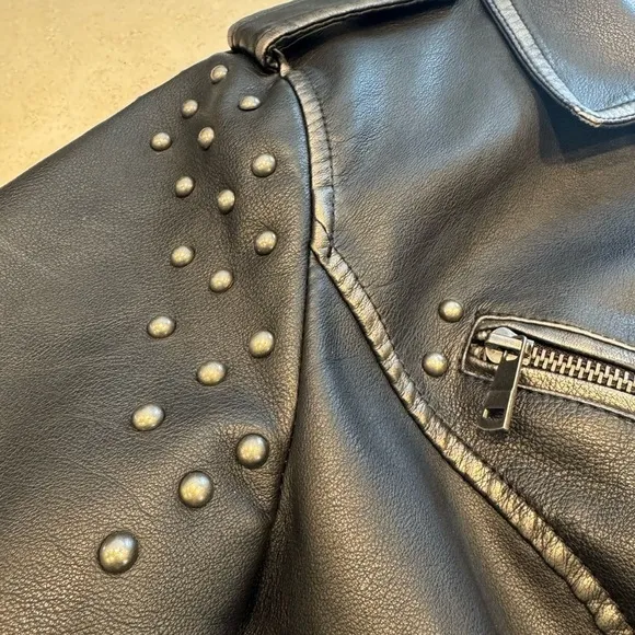T. Coalition Women’s Faux Leather Studded Moto JacketSize: Medium