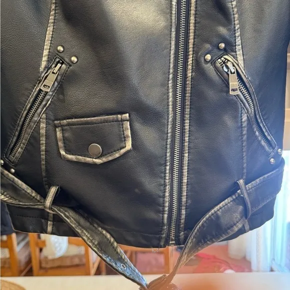 T. Coalition Women’s Faux Leather Studded Moto JacketSize: Medium