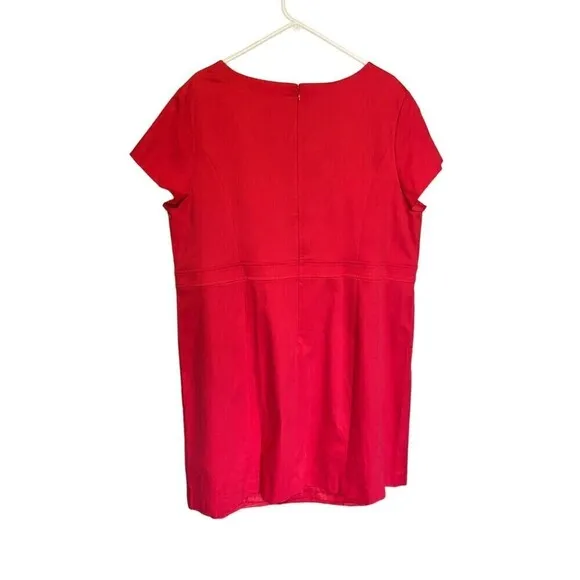 Talbots Dress Womens Size 22WP Petite Sheath Red Pink Back Zip Cap Sleeve NEW