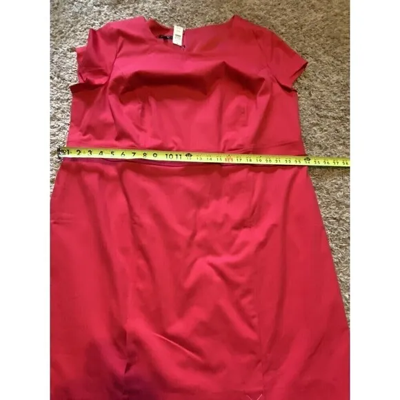 Talbots Dress Womens Size 22WP Petite Sheath Red Pink Back Zip Cap Sleeve NEW