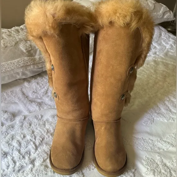 Tall Shearling Boots Size9 Ladies Nordic Australia Luxe Collective Tan Suede