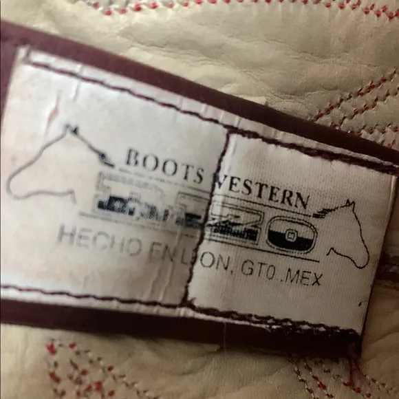 Tan and Brown Western Cowboy Boots with Decorative Stitching