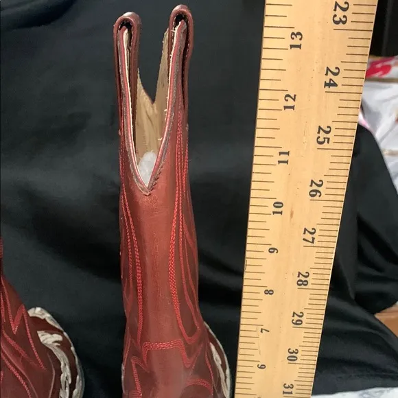 Tan and Brown Western Cowboy Boots with Decorative Stitching