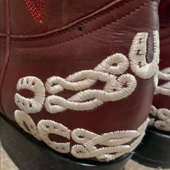 Tan and Brown Western Cowboy Boots with Decorative Stitching