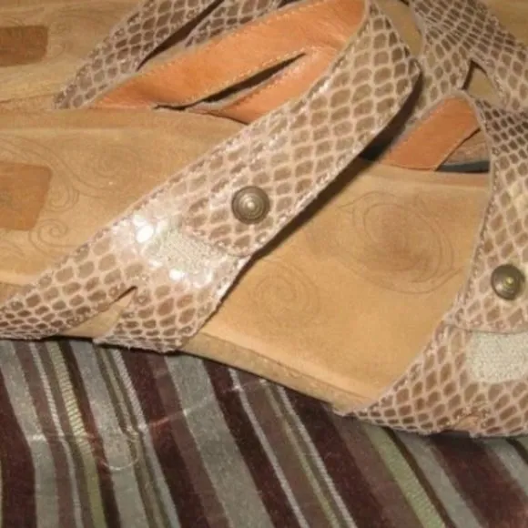 ❤️TAOS SNAKE EMBOSSED LEATHER Adjustable Strap Sandals Slides Shoes 41 / 10-10.5