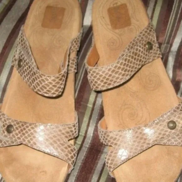 ❤️TAOS SNAKE EMBOSSED LEATHER Adjustable Strap Sandals Slides Shoes 41 / 10-10.5