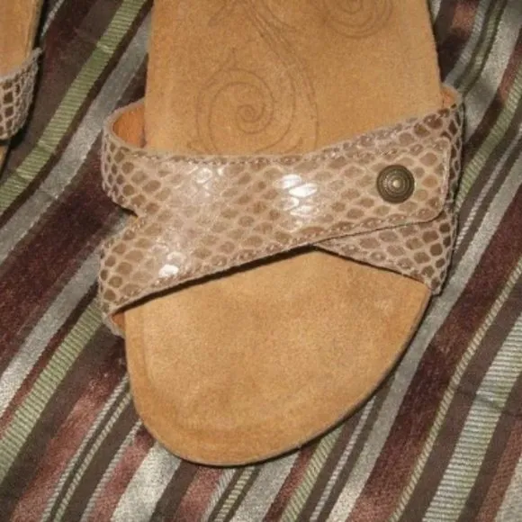 ❤️TAOS SNAKE EMBOSSED LEATHER Adjustable Strap Sandals Slides Shoes 41 / 10-10.5