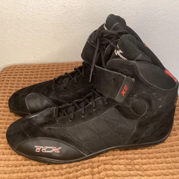 TCX X2 X-Square Size EU 48 US 13 Motorcycle Moto‎ Boots Shoes Black Suede Strap