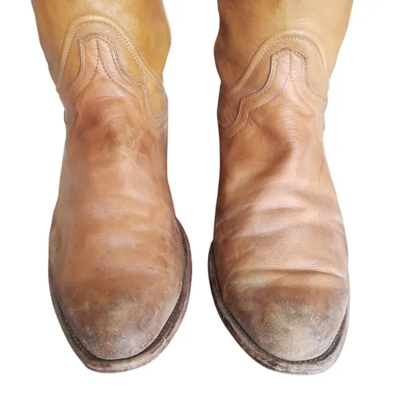 Tecovas Handmade In Mexico Classic Genuine Tan Leather Cowboy Boots Sz 10.5 EE.