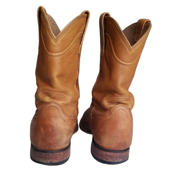 Tecovas Handmade In Mexico Classic Genuine Tan Leather Cowboy Boots Sz 10.5 EE.