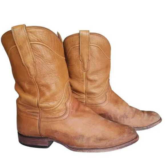 Tecovas Handmade In Mexico Classic Genuine Tan Leather Cowboy Boots Sz 10.5 EE.
