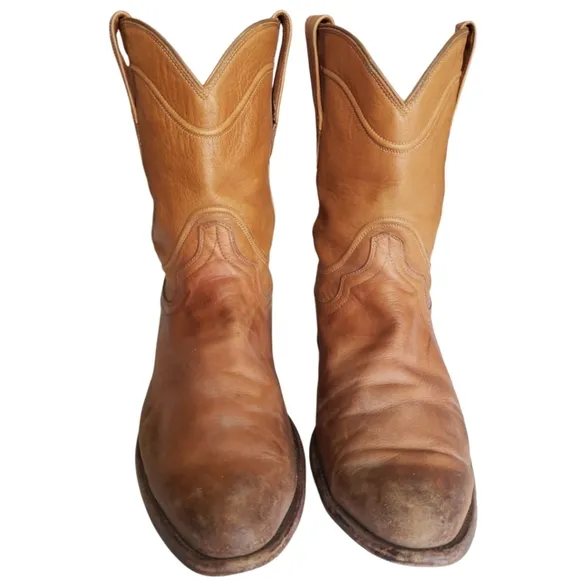Tecovas Handmade In Mexico Classic Genuine Tan Leather Cowboy Boots Sz 10.5 EE.