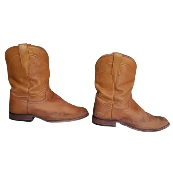 Tecovas Handmade In Mexico Classic Genuine Tan Leather Cowboy Boots Sz 10.5 EE.