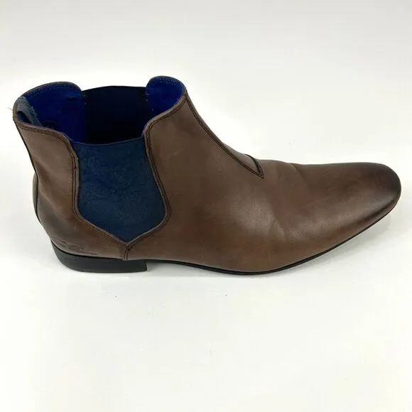 Ted Baker‎ Boots Men's 10.5 (US) Brown Leather Chelsea Paisley Preppy