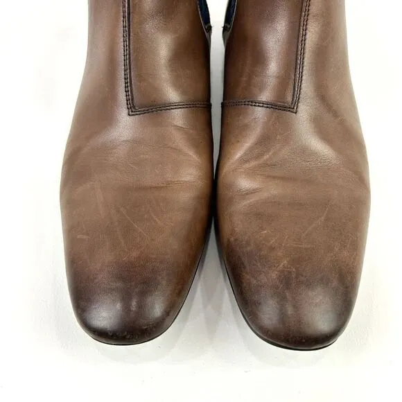 Ted Baker‎ Boots Men's 10.5 (US) Brown Leather Chelsea Paisley Preppy