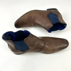 Ted Baker‎ Boots Men's 10.5 (US) Brown Leather Chelsea Paisley Preppy
