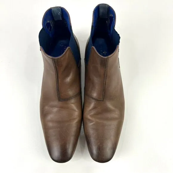 Ted Baker‎ Boots Men's 10.5 (US) Brown Leather Chelsea Paisley Preppy