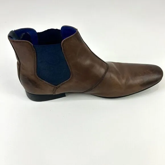 Ted Baker‎ Boots Men's 10.5 (US) Brown Leather Chelsea Paisley Preppy