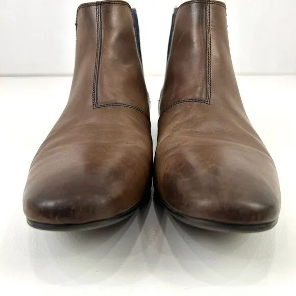 Ted Baker‎ Boots Men's 10.5 (US) Brown Leather Chelsea Paisley Preppy