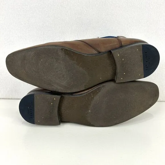 Ted Baker‎ Boots Men's 10.5 (US) Brown Leather Chelsea Paisley Preppy