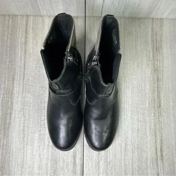 Teva De La Vina Black Leather Moto Biker Ankle Boots Waterproof Womens Size 6