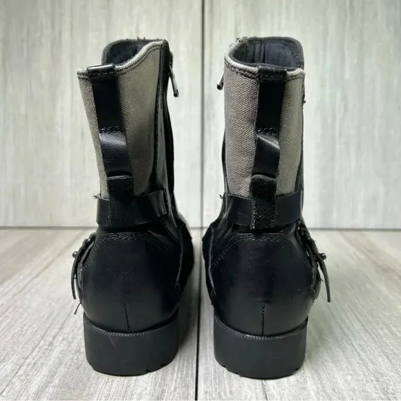 Teva De La Vina Black Leather Moto Biker Ankle Boots Waterproof Womens Size 6