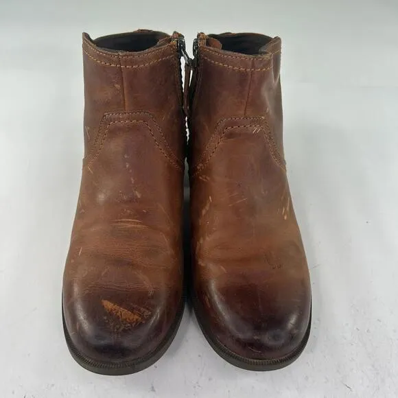Teva Foxy Harness Ankle Leather Boots US 8.5 Natural Heels Brown Booties