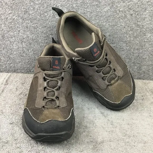 Teva Kimtah Shoes Mens 9 Brown Leather Mesh Lace Up Low Top Hiking Sneakers