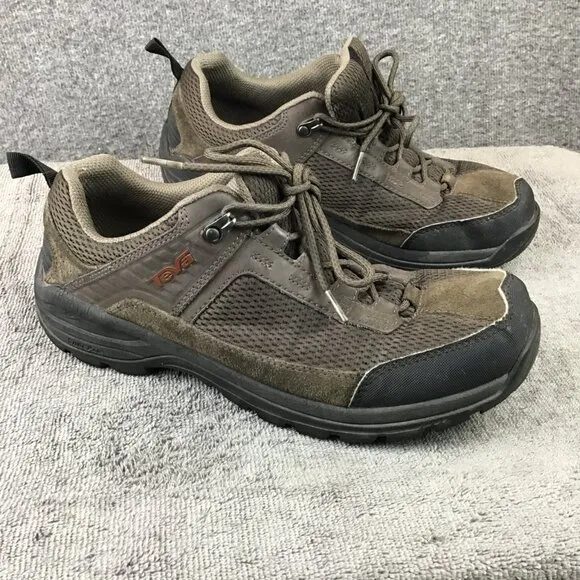 Teva Kimtah Shoes Mens 9 Brown Leather Mesh Lace Up Low Top Hiking Sneakers