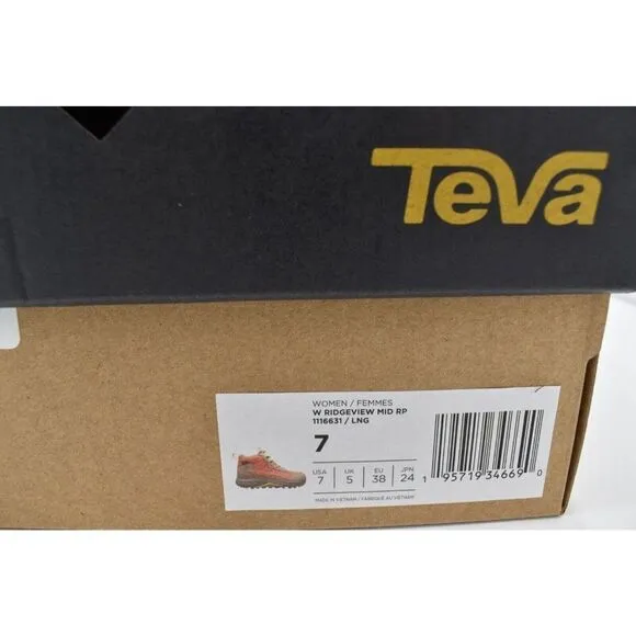 Teva Womens Size 7 Ridgeview Rapid Proof Coral Mid Waterproof Hiking Boots Shoes