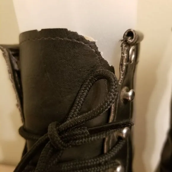 Texas 10.5EE High Top Boots Leather Kiltie Lace Up Granny 9 Eye Vintage USA