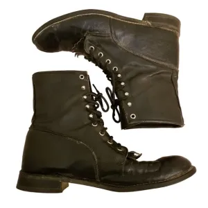 Texas 10.5EE High Top Boots Leather Kiltie Lace Up Granny 9 Eye Vintage USA