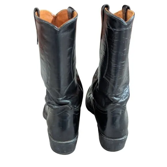 Texas Co. Black Shiny Leather Men's Cowboy Boots Sz 9