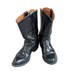 Texas Co. Black Shiny Leather Men's Cowboy Boots Sz 9