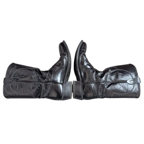 Texas Co. Black Shiny Leather Men's Cowboy Boots Sz 9