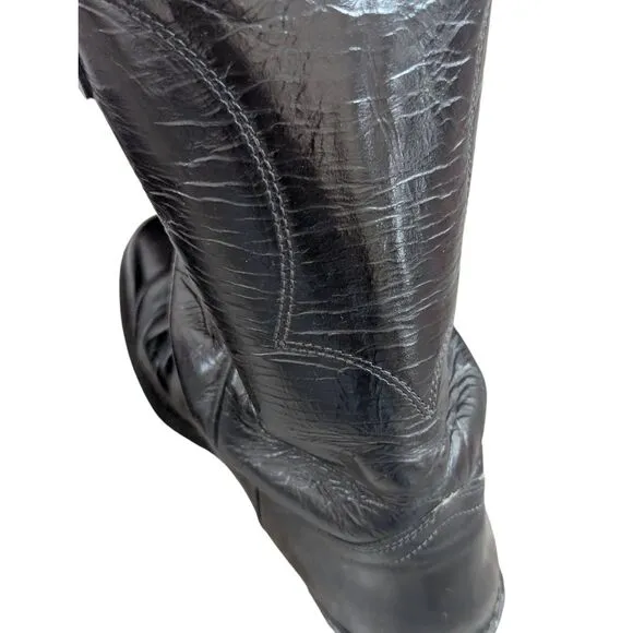 Texas Co. Black Shiny Leather Men's Cowboy Boots Sz 9
