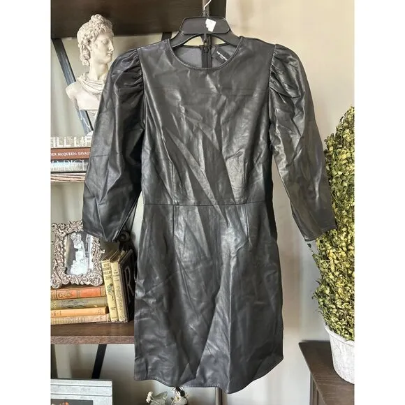 The Kooples Short Faux Leather Dress Black Womens Size 1 Small