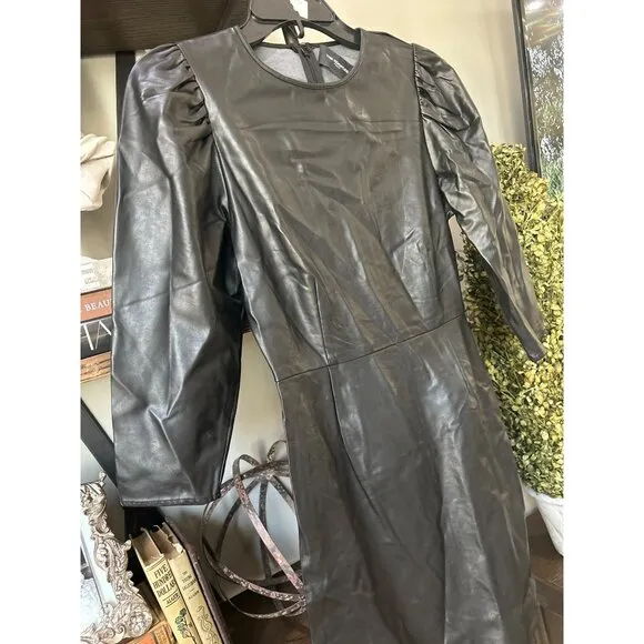 The Kooples Short Faux Leather Dress Black Womens Size 1 Small