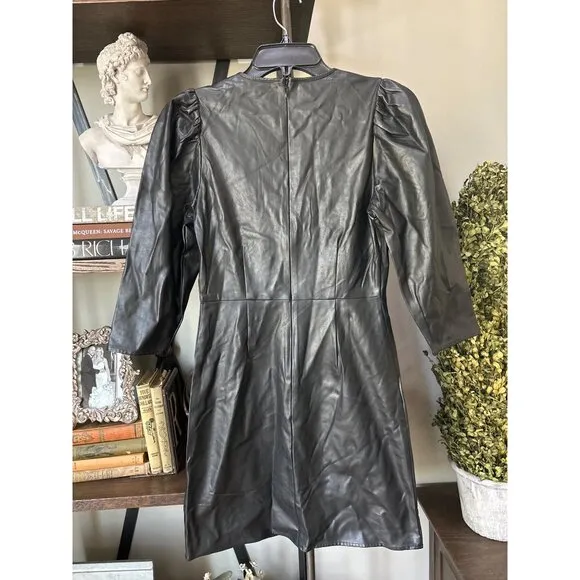 The Kooples Short Faux Leather Dress Black Womens Size 1 Small